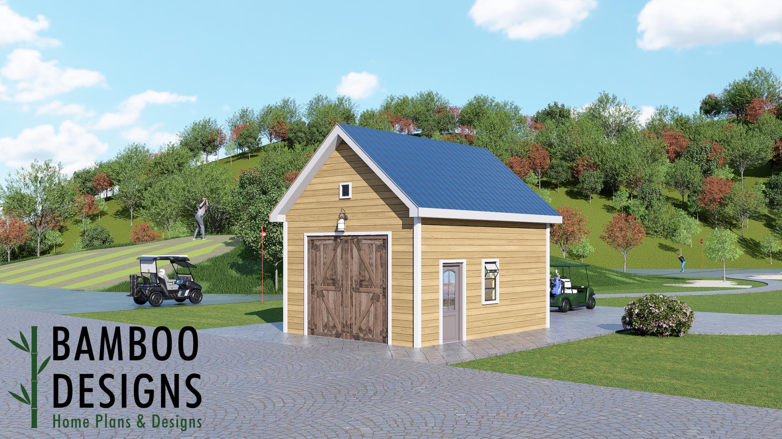 Image of Mesa Verde 16x20 Golf Cart Shed Plans – Modern Single-Slope Storage Building | DIY PDF Plans