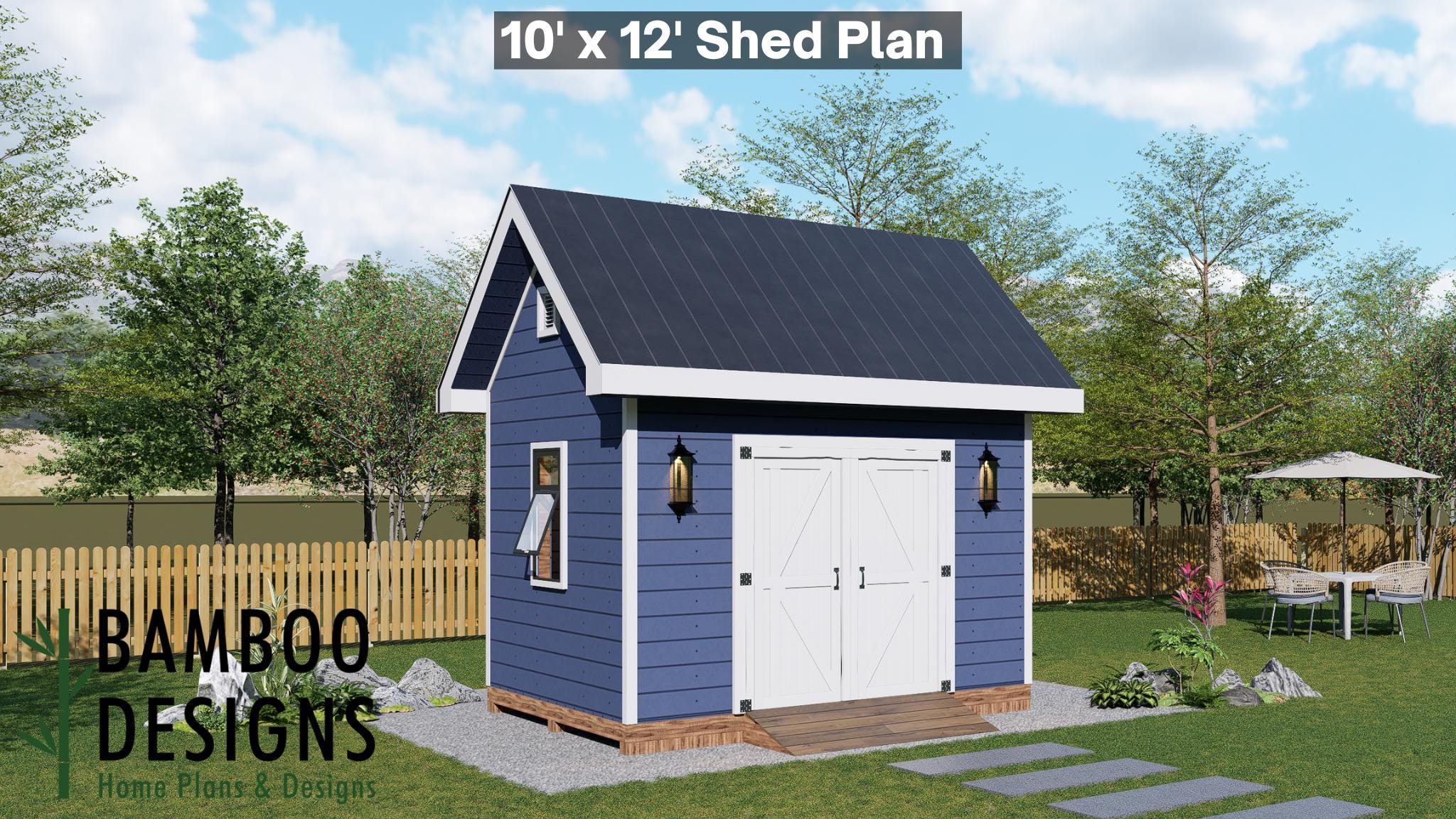 Image of Luna Gable Shed Plan - 10x12 Backyard Storage Shed | DIY Modern Space-Inspired Workshop PDF + DWG