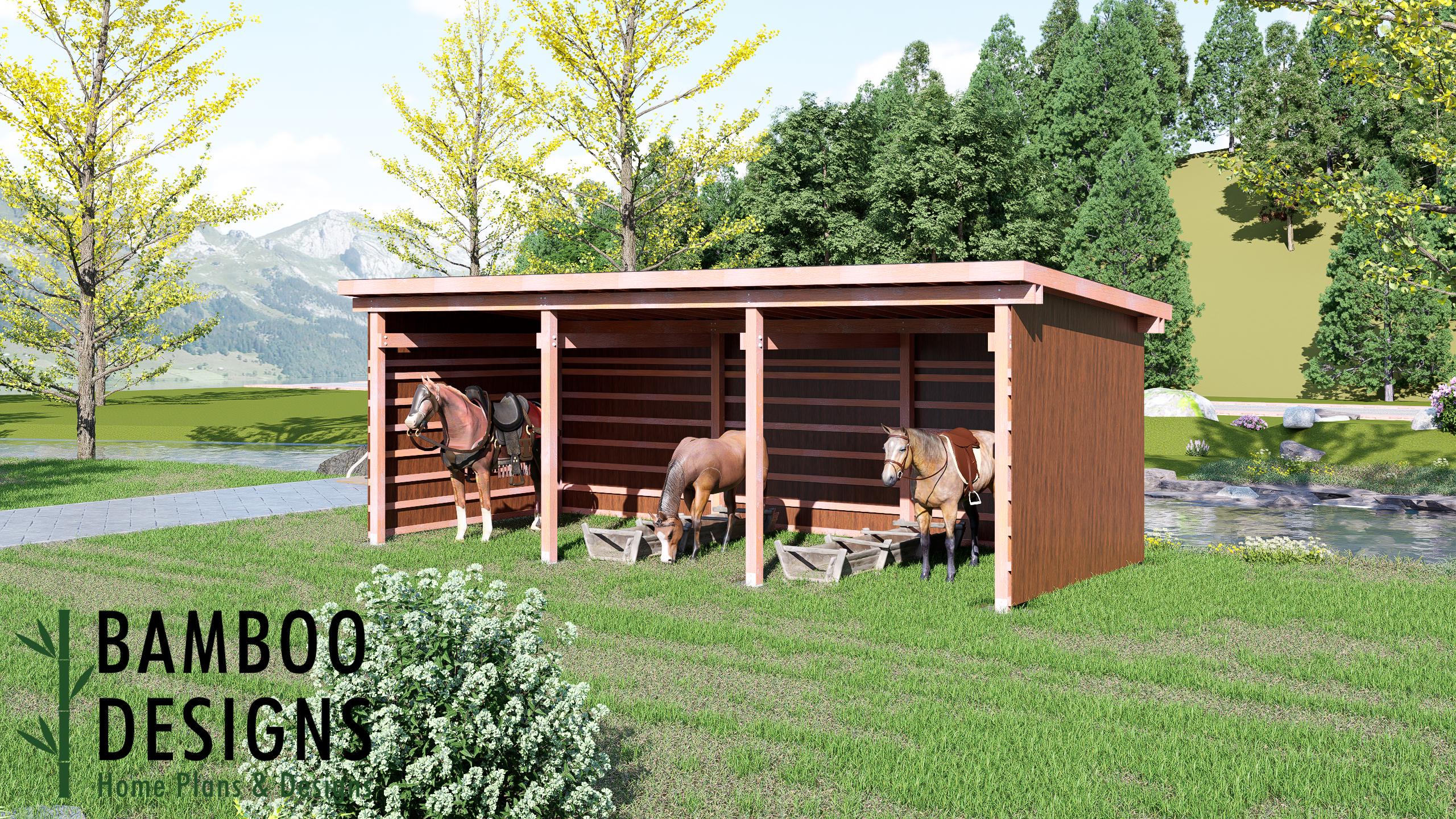 Image of Kickitat 12x30 Horse Paddock Plan — Spacious Run-In Shelter for Horses & Livestock | DIY PDF Plans
