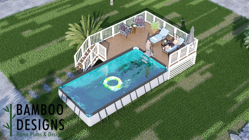 Suncoast Pointe 19x20 Rectangle Pool Deck Plan – Modern Above-ground ...