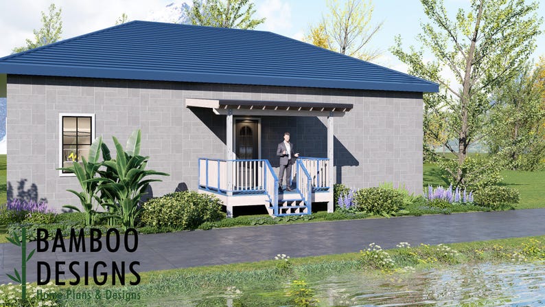 Sagat 10x12 Deck Plan with Mono Slope Porch — Compact Covered Outdoor Living Deck plan by Bamboo Designs