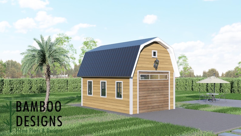 Johona Gambrel Garage · 14x20 plan by Bamboo Designs