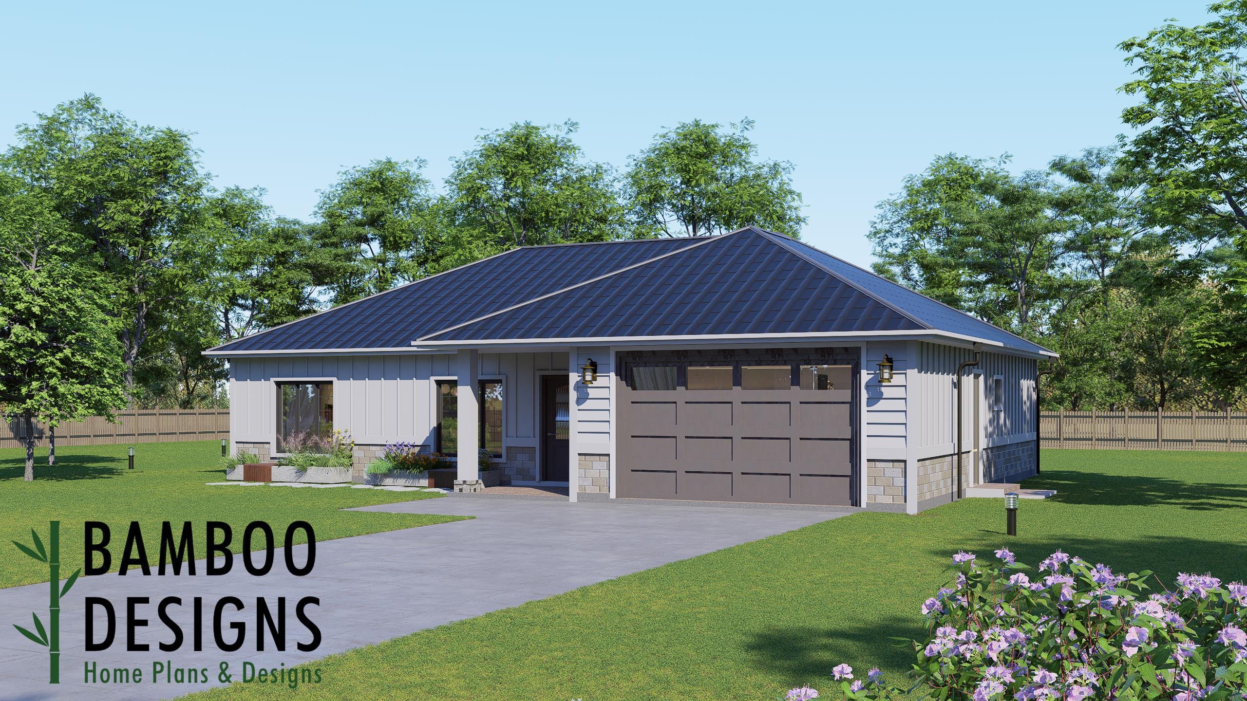 Image of Glacier Single-Family Home Plan – Modern Ranch with 2-Car Garage (58' x 42')