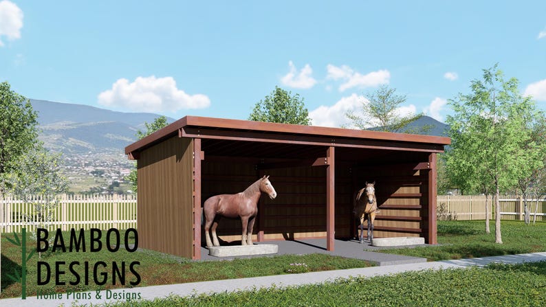Cinnamon 12x24 Horse Paddock plan by Bamboo Designs