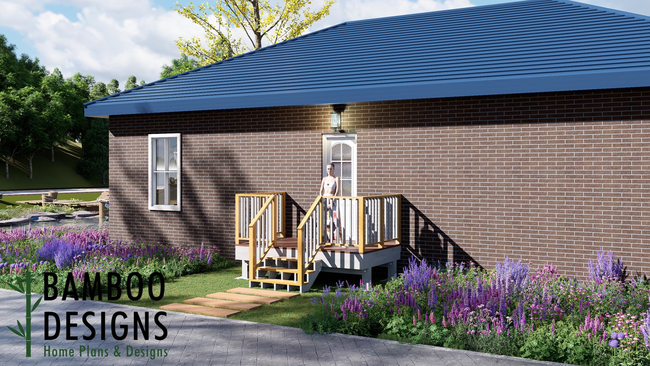 Image of Rustic 6x10 Freestanding Deck Plan - Compact Backyard Platform Deck with Modern Railings | DIY PDF Plans