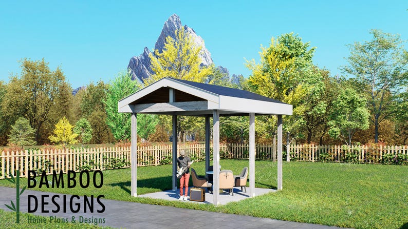 Douglas 12' x 16' Pavilion Plan — A Beautiful Backyard Pavilion for Outdoor Living & Entertaining · 12x16 plan by Bamboo Designs
