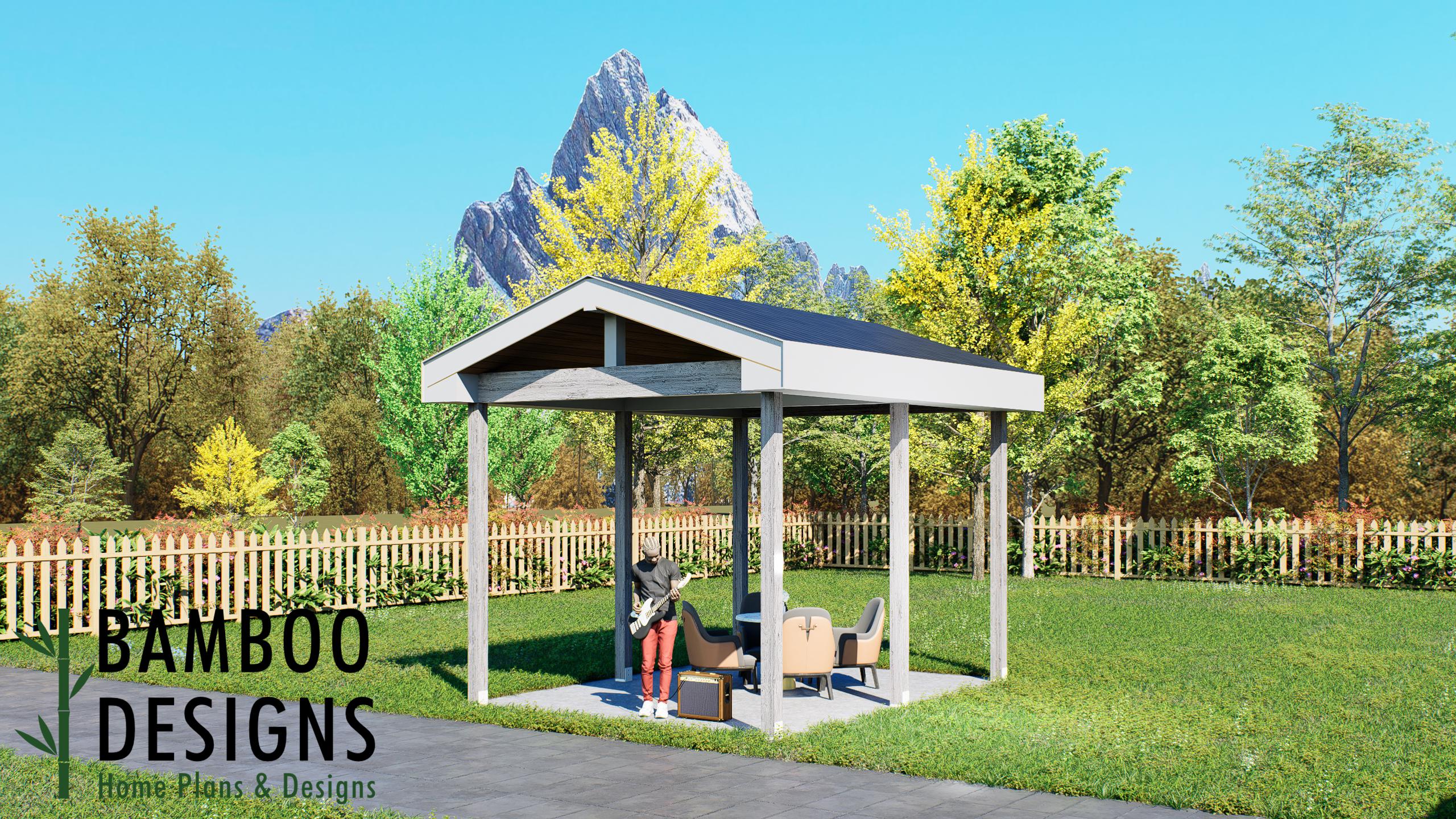 Image of Douglas 12' x 16' Pavilion Plan — A Beautiful Backyard Pavilion for Outdoor Living & Entertaining | DIY Plans