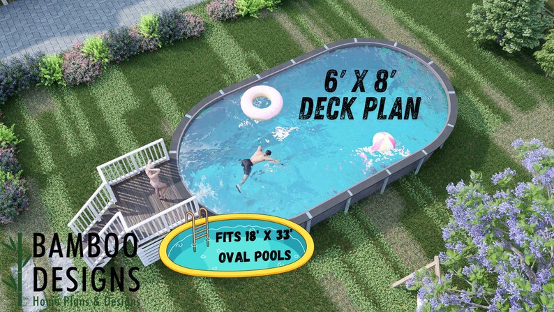 Hanoi 18x33 Oval Pool Deck plan by Bamboo Designs
