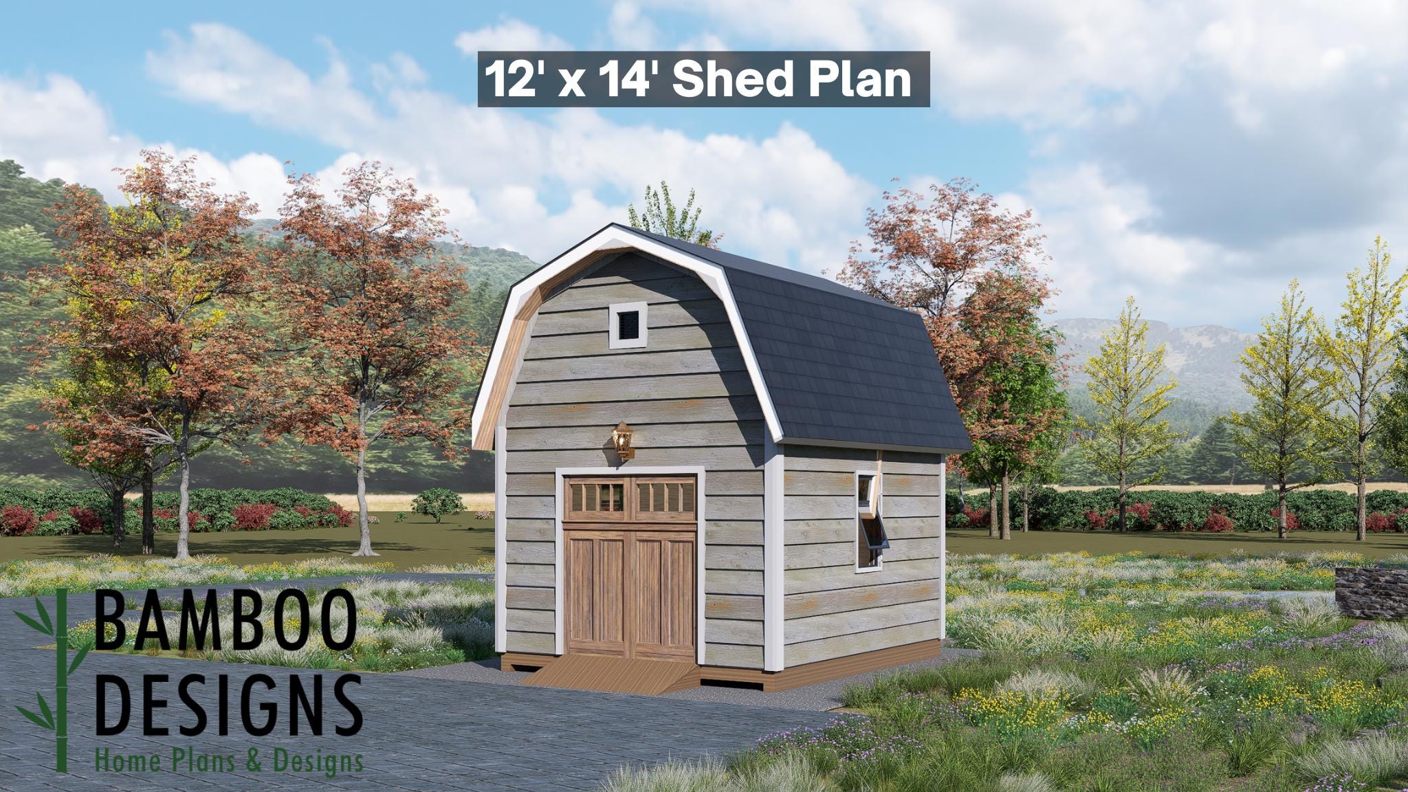 Image of Quest 12x14 Shed Plan - A Barn-Style Shed Designed for Smart Storage & Backyard Versatility