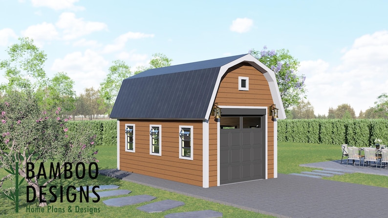 Ari Gambrel Garage · 12x20 plan by Bamboo Designs