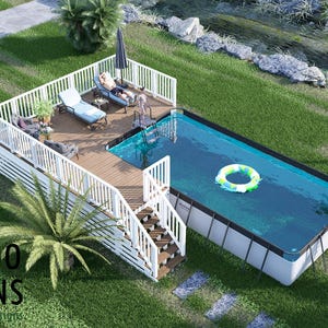 Suncoast Pointe 19x20 Rectangle Pool Deck Plan – Modern Above-ground ...