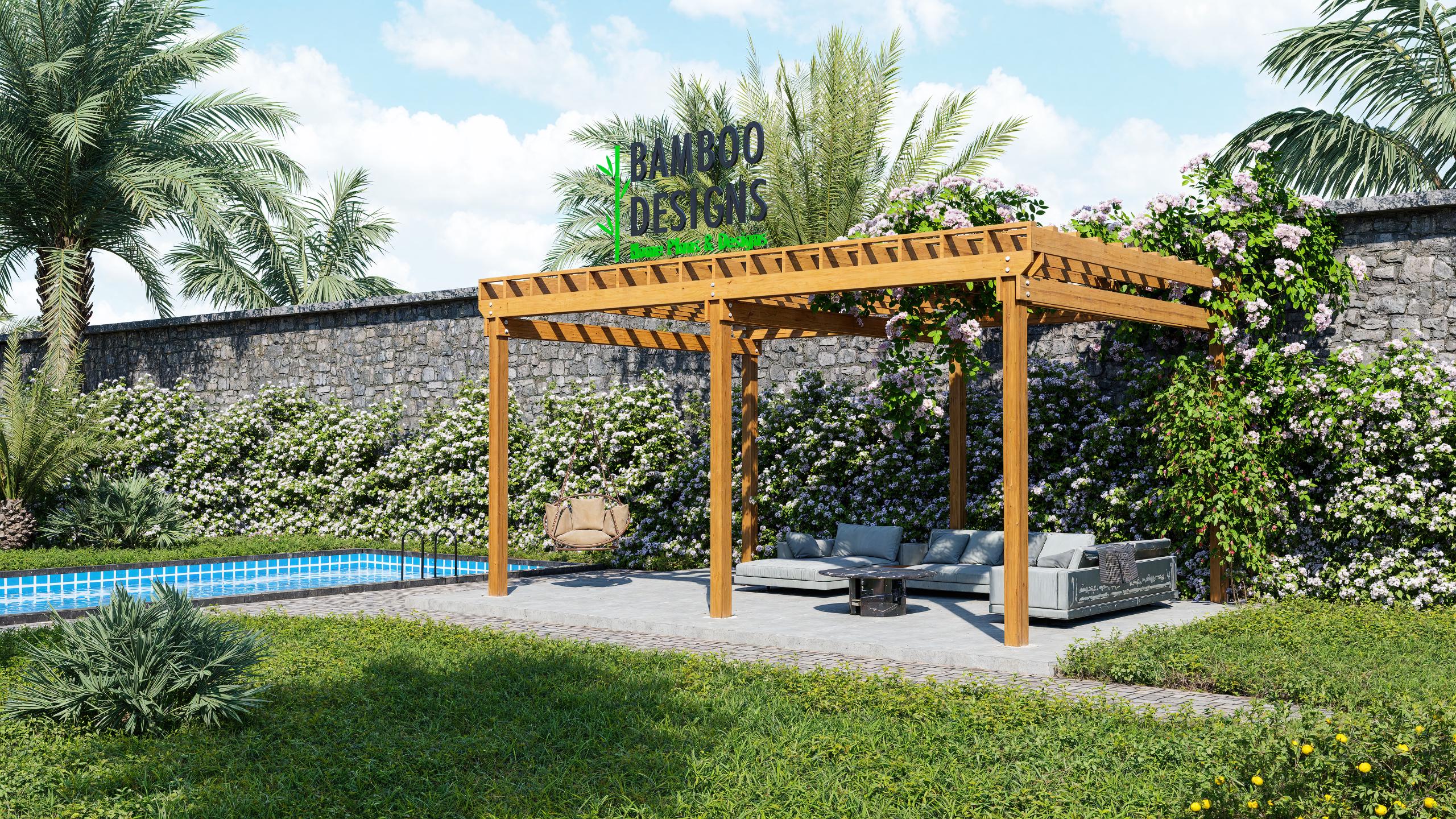 Image of Orlando Oasis Pergola - 14x20 Large Backyard Pergola Design - DIY Shade Cover Plans (PDF) - Instant Download