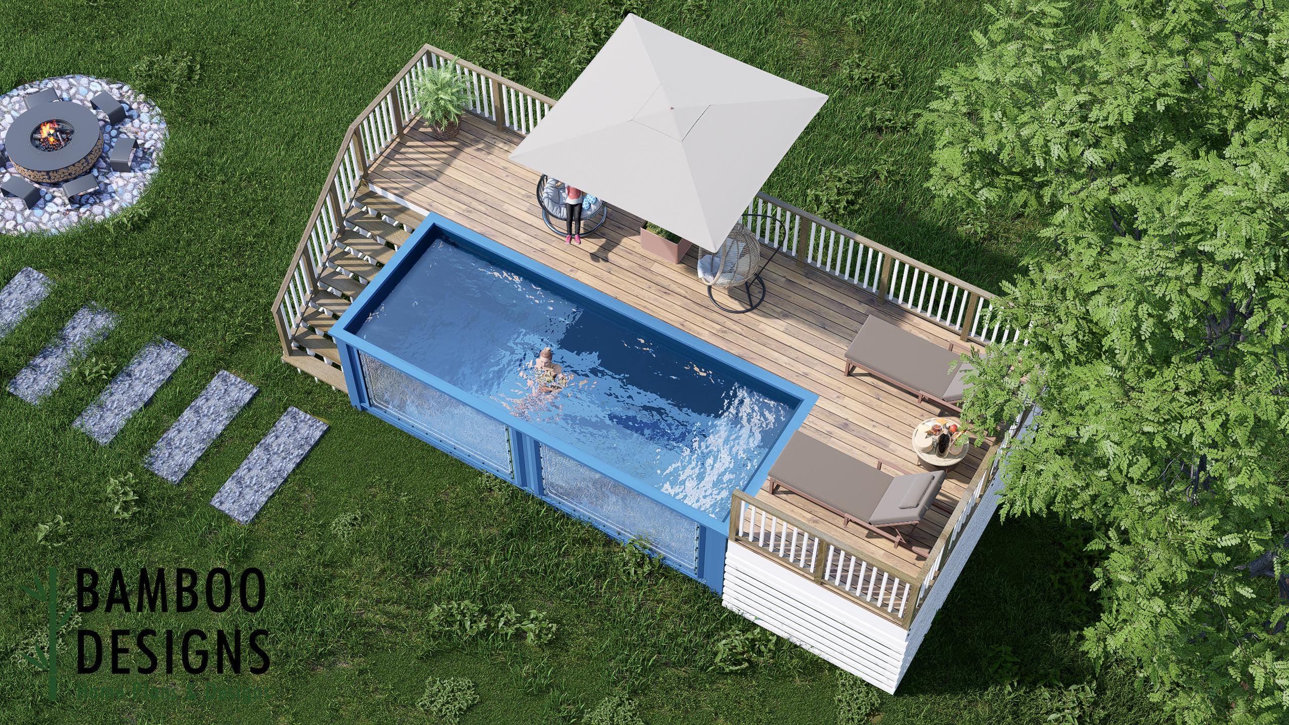 Naples 14x32 Wrap Around Container Pool Deck Plans