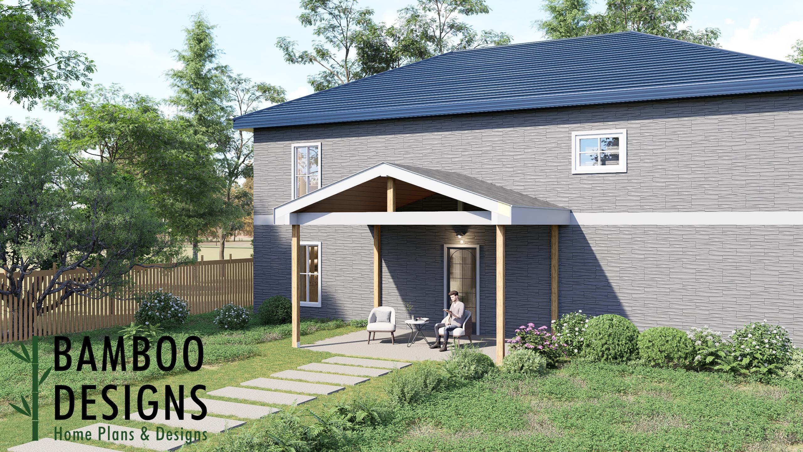 Image of Oleander Porch Cover Plan - 14x18 Large Outdoor Patio Roof Structure for Entertaining | DIY PDF Plans