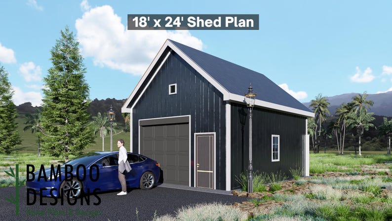 Ronan 18x24 Garage Shed plan by Bamboo Designs