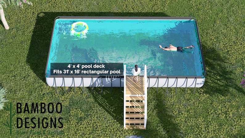 Oakstead 4x4 Rectangle Pool Deck plan by Bamboo Designs