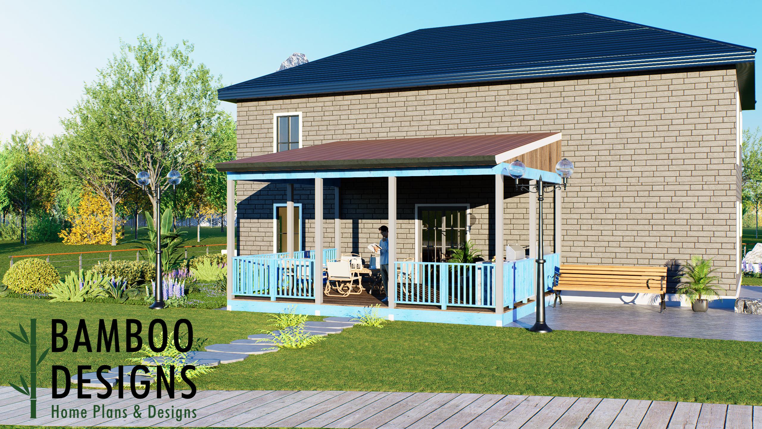 Image of Palethorp 20x24 Porch Deck Plan — Large Covered Overground Backyard Deck| DIY PDF Plans