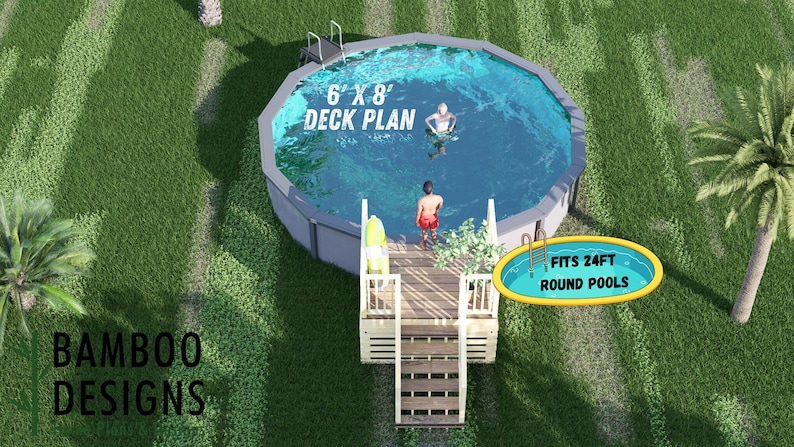 Sycamore Cove 6x8 Circle Pool Deck plan by Bamboo Designs
