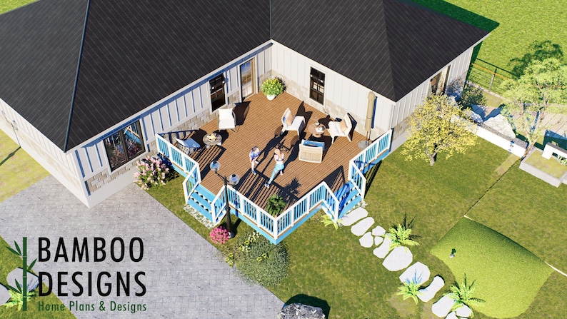 Jalon 24x24 Freestanding Corner Deck Plan — Extra Large Backyard Platform Deck plan by Bamboo Designs
