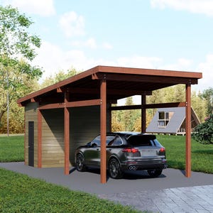 Oslo Sleek Flat Roof DIY Carport Plan 12x26 – Open-Concept Modern Shelter with Attached Storage Shed – Instant Download Wood Framing Plans