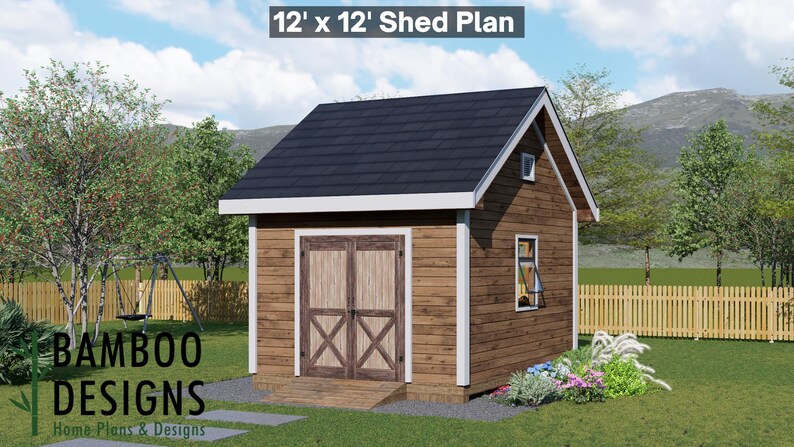 Noxen 12x12 Gable Roof Shed plan by Bamboo Designs
