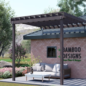 Fort Worth Shade 12x12 Pergola Plan – Modern Roof-Mounted Patio Cover PDF – DIY Overhang Kit – Instant Download Design