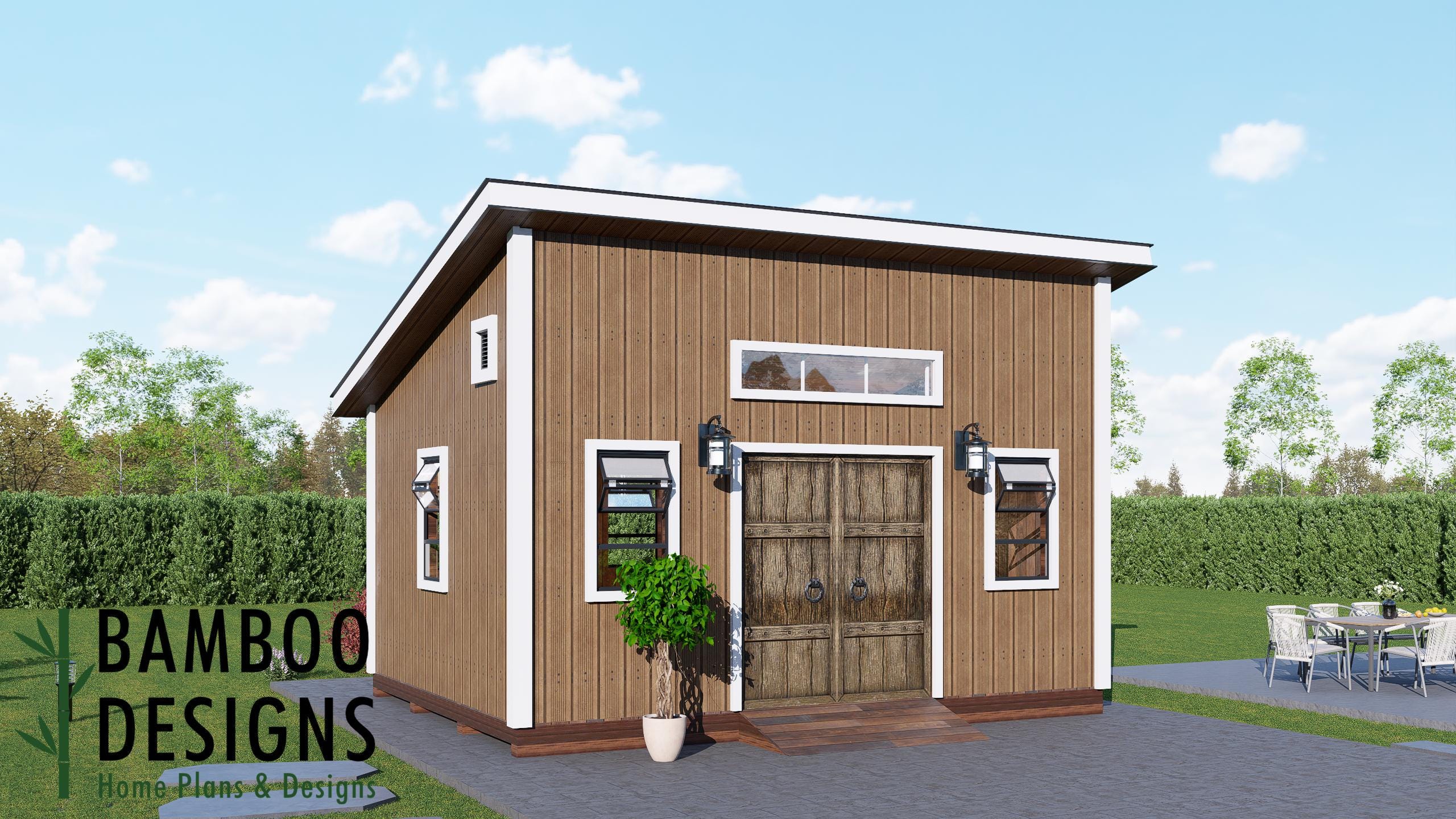 Image of Chardon Modern Shed Plan - 14x18 Monoslope Roof Backyard Studio | DIY Office & Workshop PDF Plans