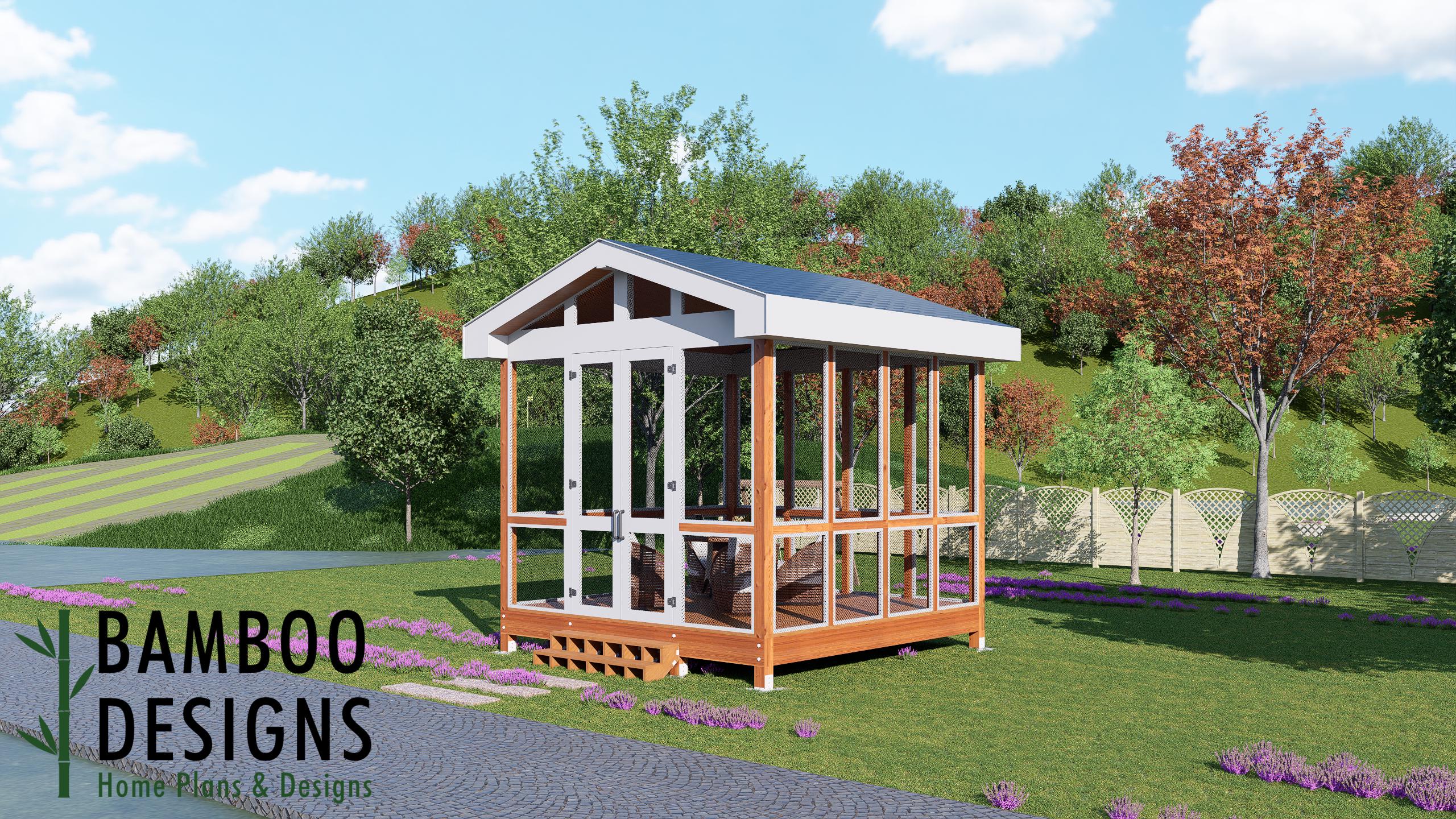 Image of Avonwood 14x14 Gazebo Plan — Spacious Screened Outdoor Retreat for Relaxing & Entertaining | DIY Backyard Sunroom PDF Plans