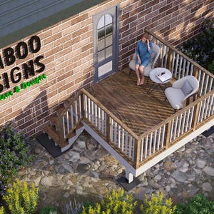 Clayton 10x10 Entry Deck Plan | Freestanding Porch for Mobile or Modular Homes | DIY Backyard Deck with Stairs & Railing