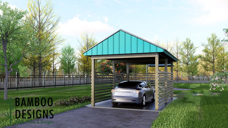 Dripping Springs 12x20 Carport Blueprints plan by Bamboo Designs