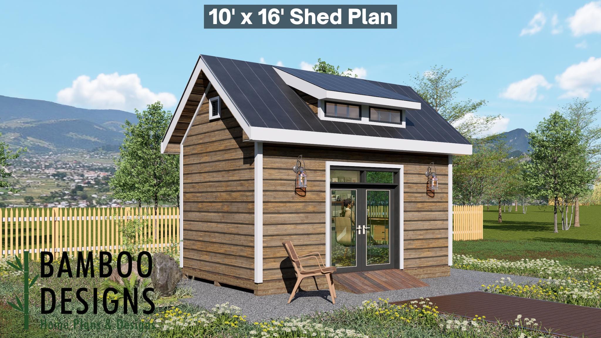 Image of Martis 10x16 Backyard Office Shed Plan - Modern Gable Roof Studio with Dormer | DIY Building Plans (PDF)