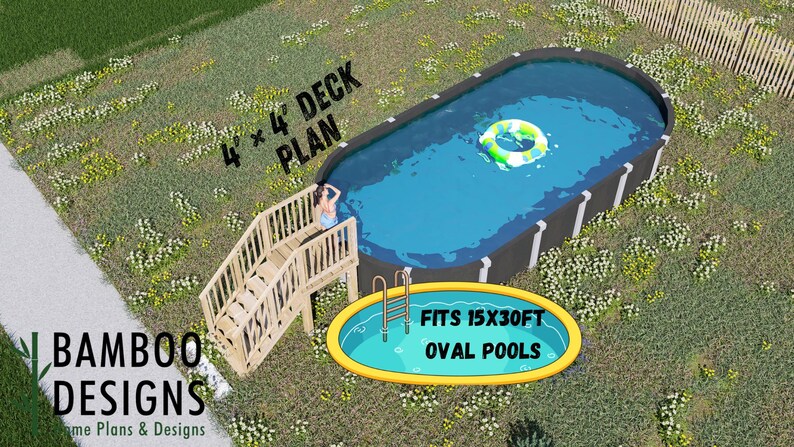 Mellow Oval Pool Deck · 4x4 plan by Bamboo Designs