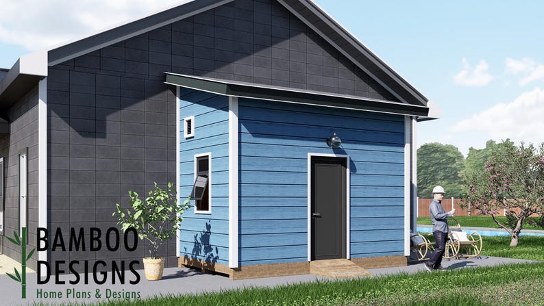 Hailey 8x14 Lean-To Shed Plan -A Modern Storage Shed Designed to Elevate Your Home Exterior| DIY Lean-To Shed plan by Bamboo Designs