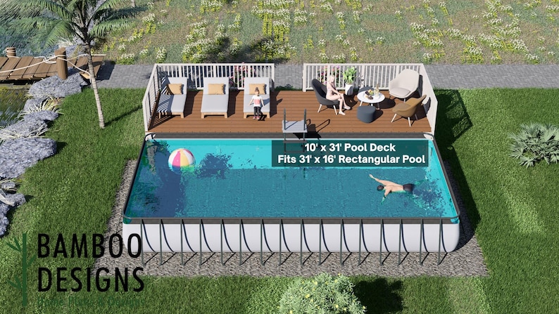 Stone Gate 10x31 Rectangle Pool Deck plan by Bamboo Designs