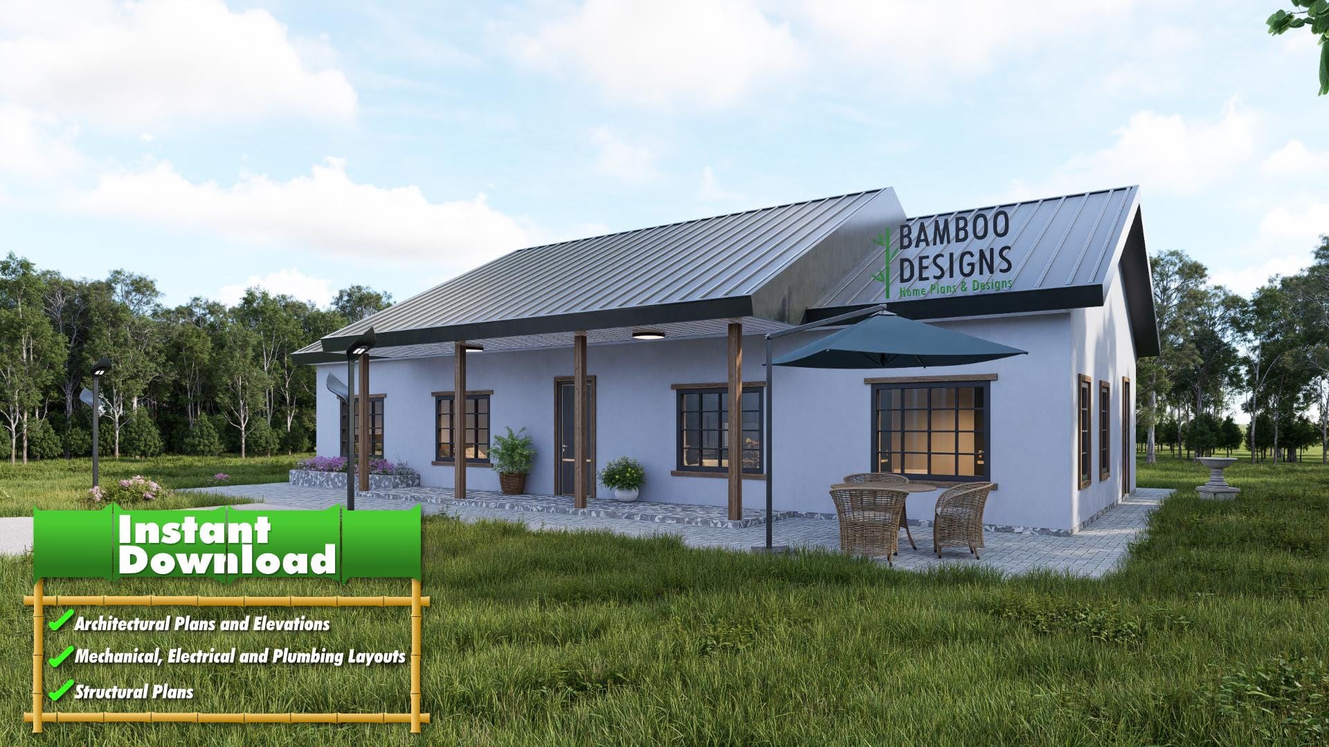 Image of Willow Springs Alabama Farmhouse - Farmhouse Plans | Classic Modern Farmhouse Design Blueprint - DWG & PDF