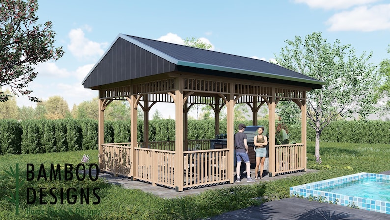 Fira 16x20 Gable Roof Gazebo plan by Bamboo Designs