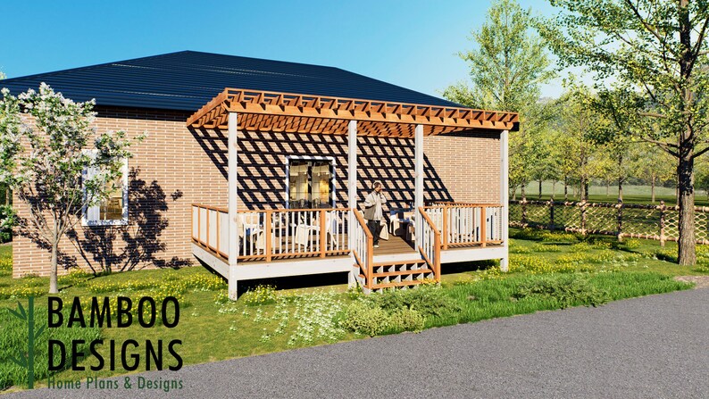 Wataru 16x24 Attached Deck plan by Bamboo Designs