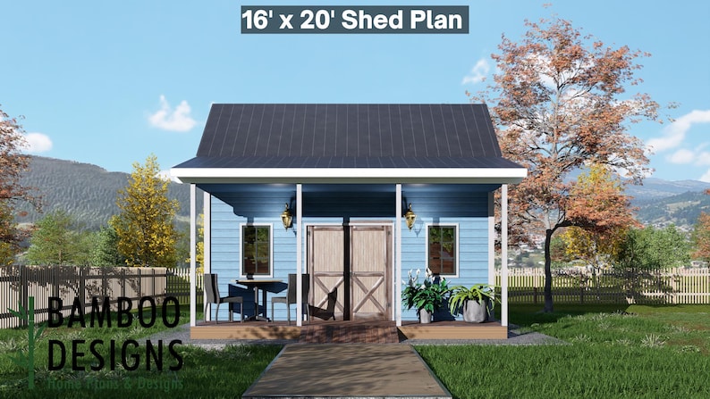 Bruna 16x20 Shed plan by Bamboo Designs