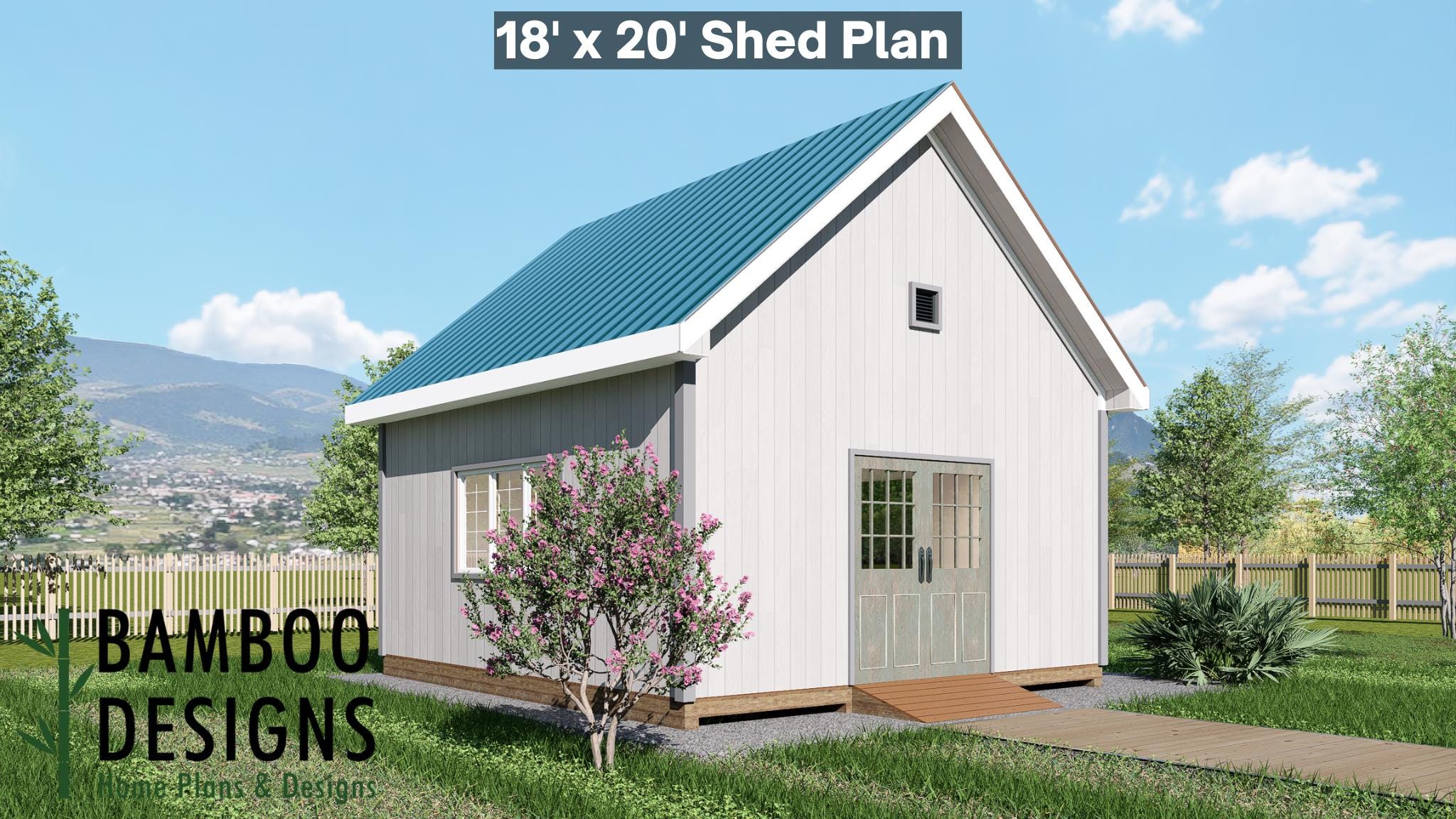 Image of Dove 18x20 Garage Shed Plan - Loft Gable Shed | Workshop, Studio, or Storage Building | DIY Modern Shed Design (PDF)
