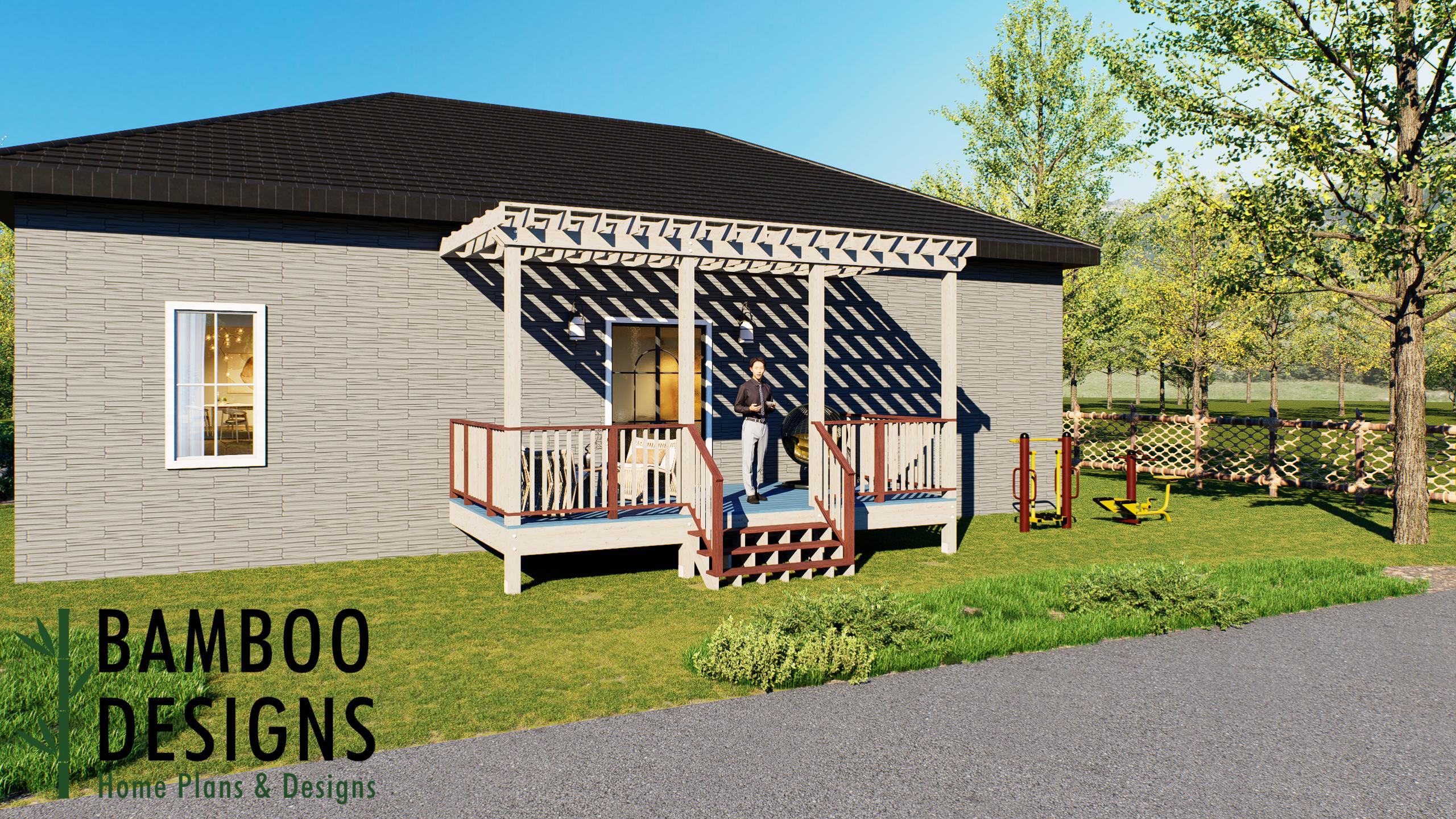 Image of Montez 10x20 Attached Deck Plan - Stylish Backyard Pergola Retreat with Open-Air Living