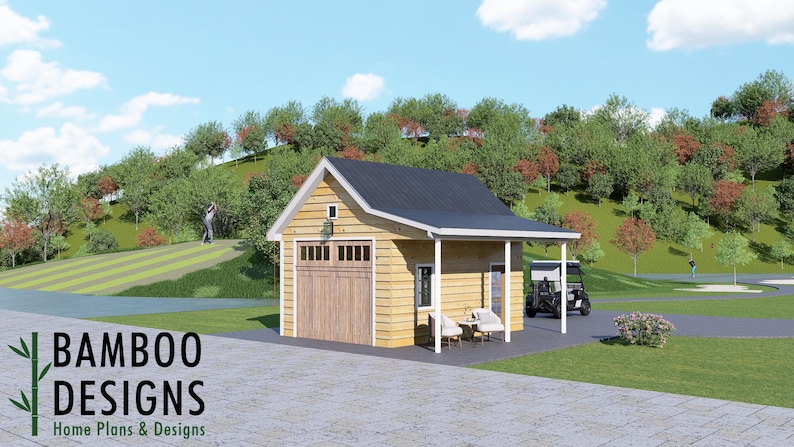 Goten 14x20 Golf Cart Shed Plan — Spacious Storage with Classic Style plan by Bamboo Designs