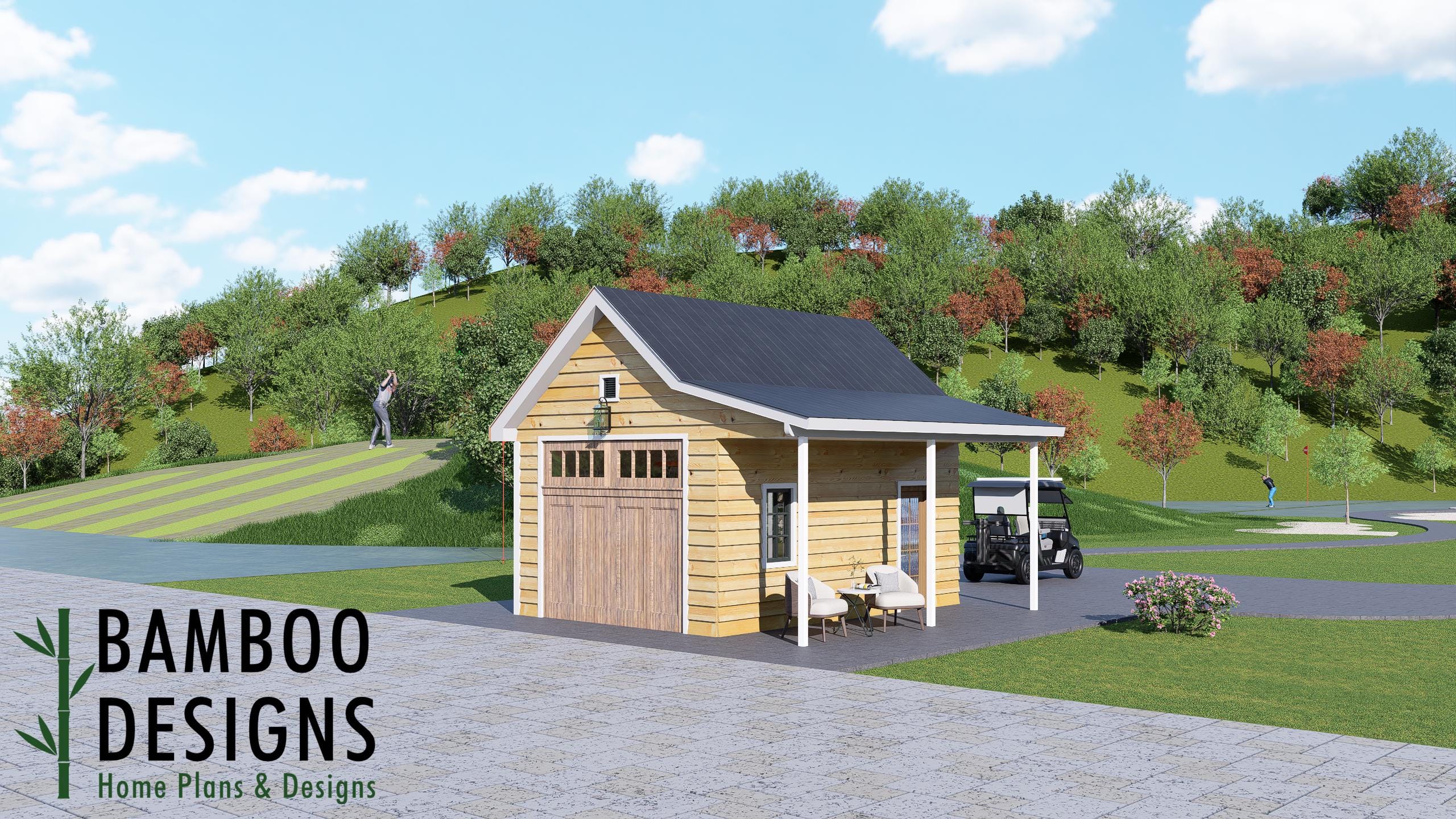 Image of Goten 14x20 Golf Cart Shed Plan — Spacious Storage with Classic Style | DIY PDF Plans