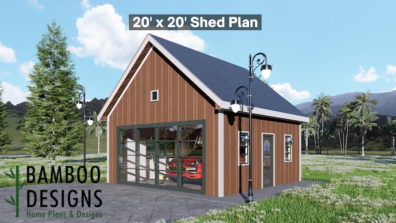 Biggs 20x20 Garage Shed plan by Bamboo Designs