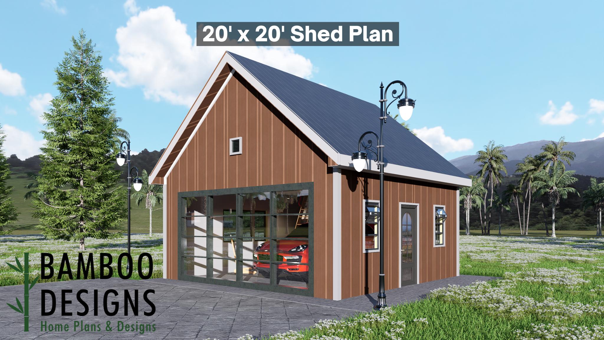 Biggs 20x20 Garage Shed Plan — Modern Gable Roof Workshop