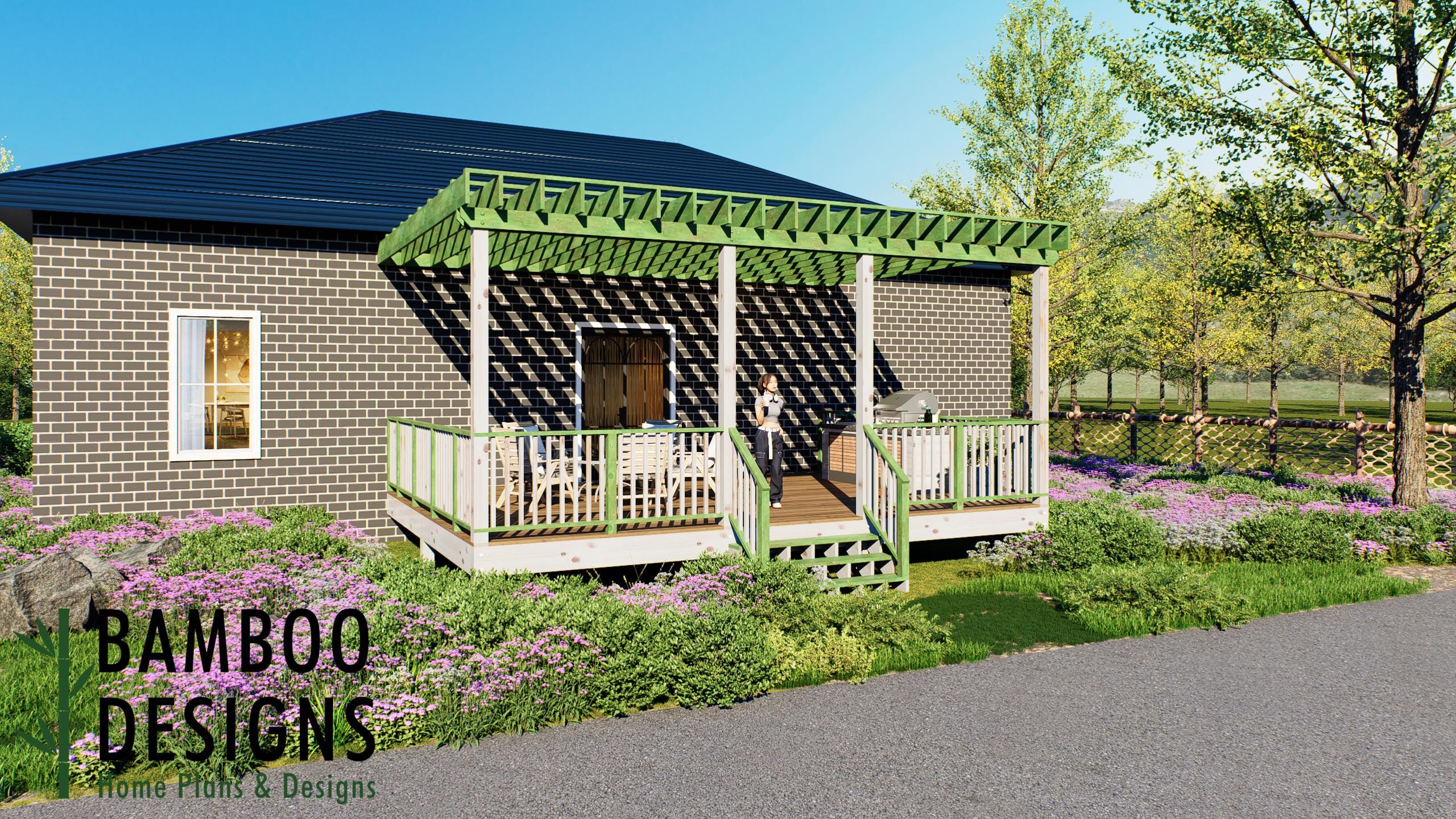 Image of Conan 18x24 Attached Deck Plan with Pergola — Expansive Outdoor Living Space with Timeless Backyard Appeal