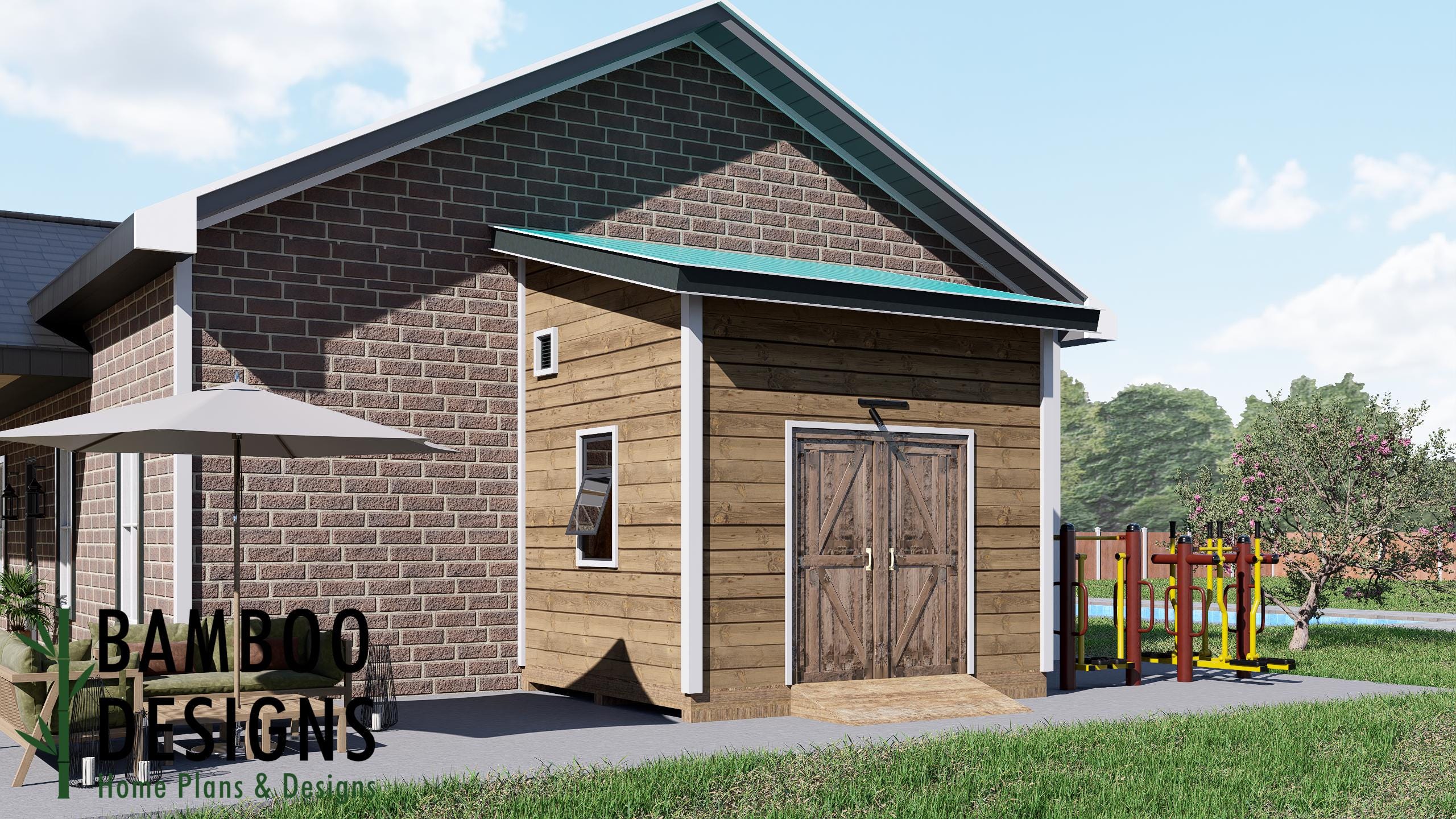 Image of Luke 10x12 Lean-To Shed Plan - A modern lean-to shed built for effortless storage and total backyard efficiency| DIY Lean-To Shed Plans