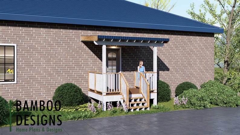 Belen 8x10 Deck Plan with Mono Slope Porch plan by Bamboo Designs