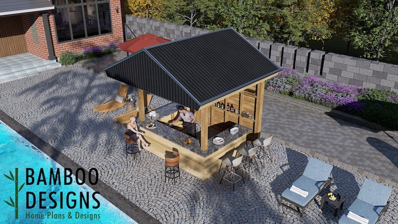 Seabreeze Patio Bar Gable Roof Plan – Coastal Outdoor Kitchen & Bar ...