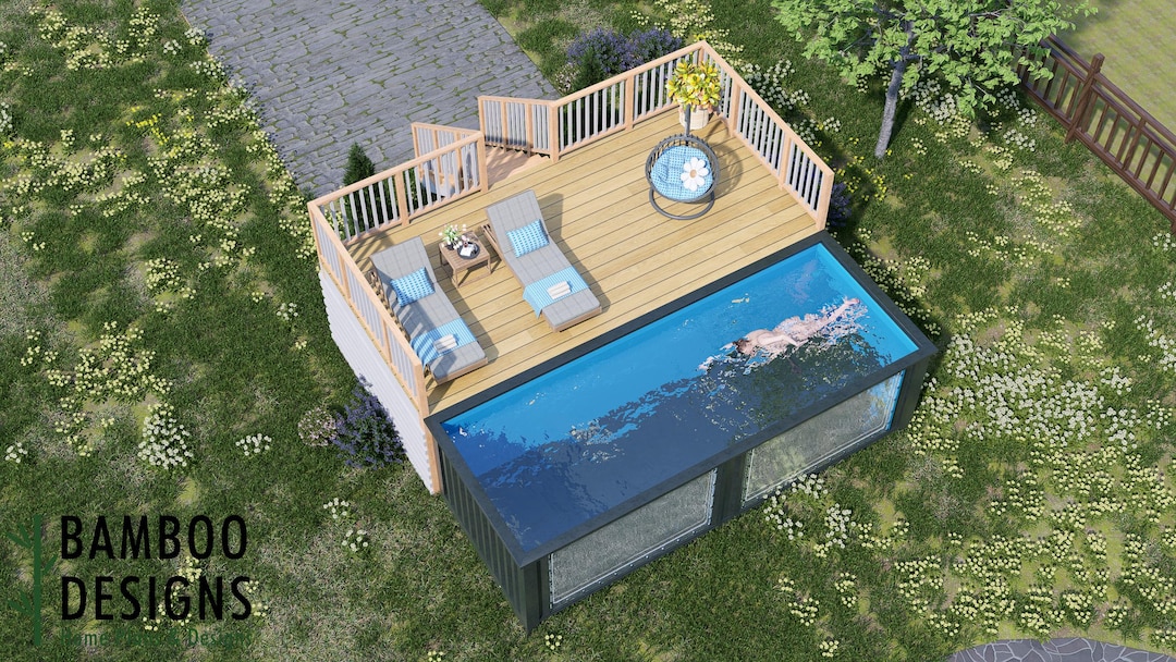 Container Pool Decks Denver Container Pool Deck Plan – 10x20 Elevated Deck With Railing ...