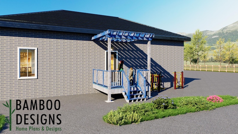 Jakobs 10x10 Attached Deck Plan with Pergola plan by Bamboo Designs